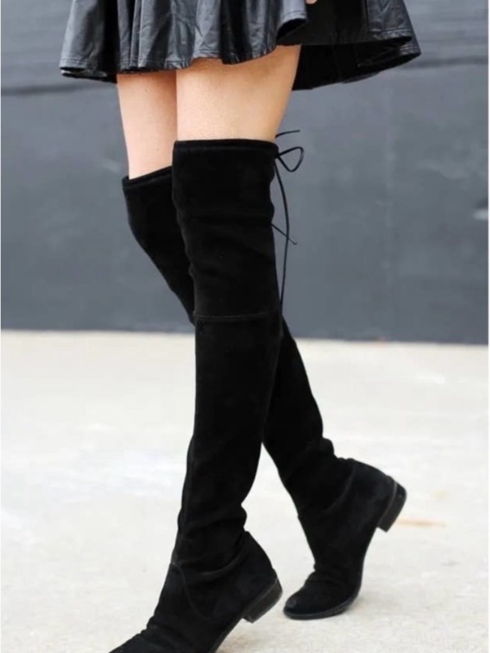 Stuart Weitzman Black Jocey City Suede Boots